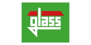 Glass Übersicht Logo mit weißer Schrift vor grünem Hintergrund