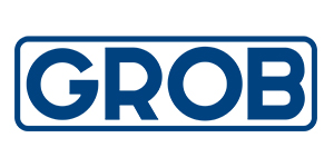 Logo Grob mit blauer Schrift vor weißem Hintergrund